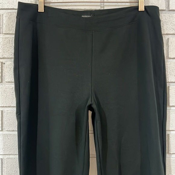 Eileen Fisher Green Soft Woven Tencel Blend Pants - Picture 2 of 7